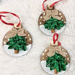 Handmade Rustic Ribbon Christmas Tree Ornaments